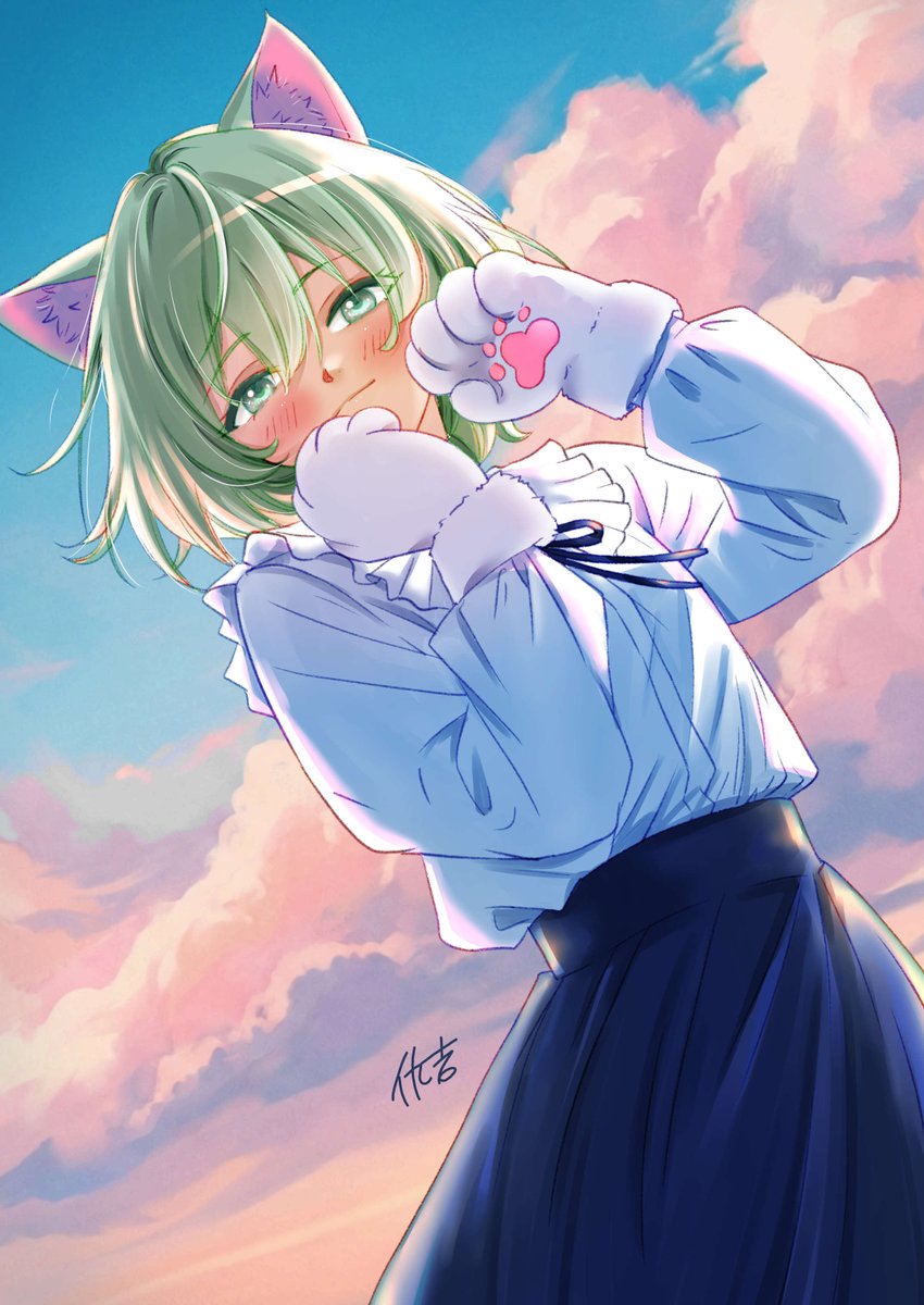 猫の日ネコミミ少女に色つけました…🐾

#猫の日 #ネコミミ #イラスト好きな人と繋がりたい
