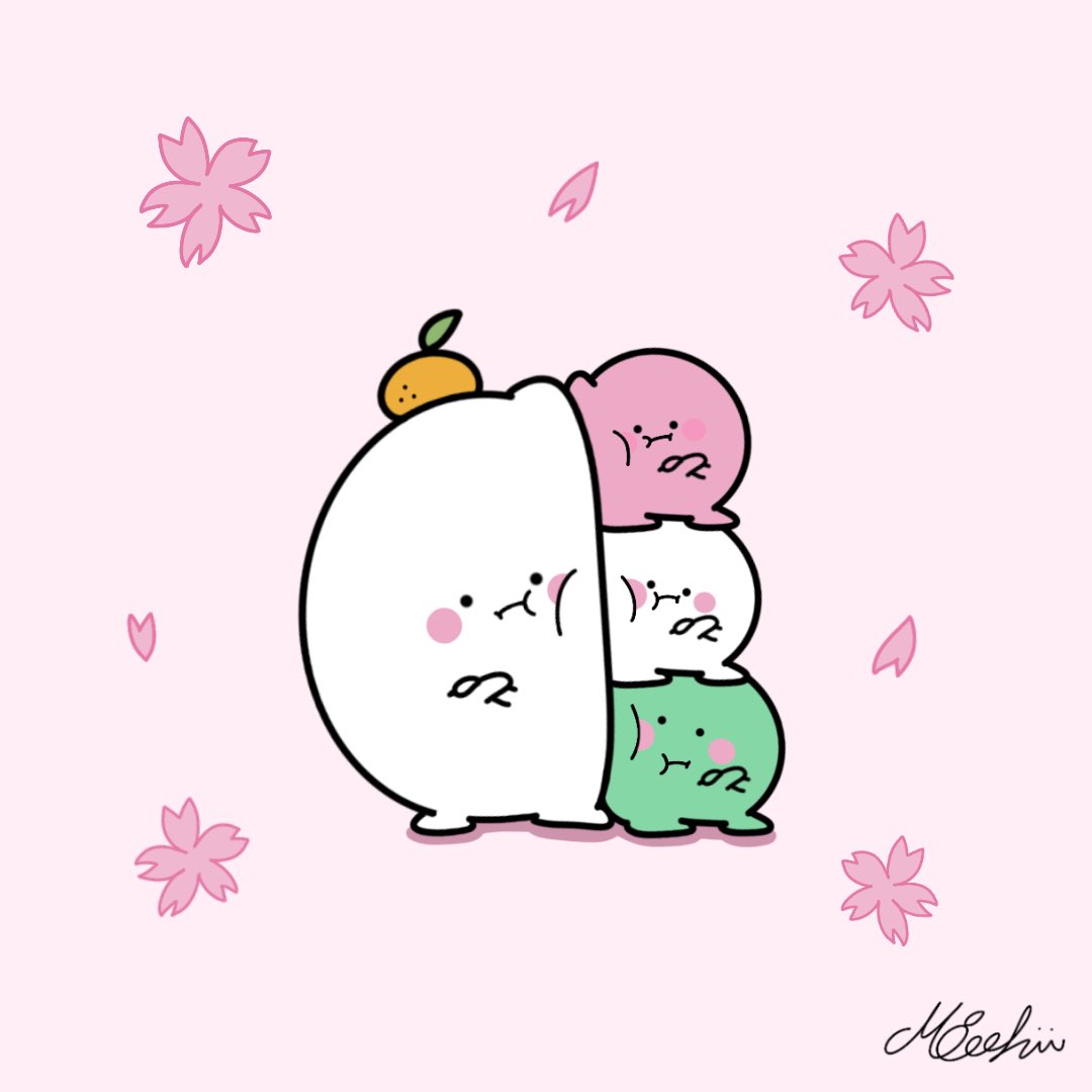 今日から3月ですね♪
もうすぐお花見の季節🌸

おやおや、珍しく揉めていますね…。

「花より団子🍡」

このことわざを聞いたもっちぃが
「団子よりもちっ！！」と主張しているようです🤭

#もっちぃ #お花見 #花より団子 #ゆるいイラスト #ilustracion