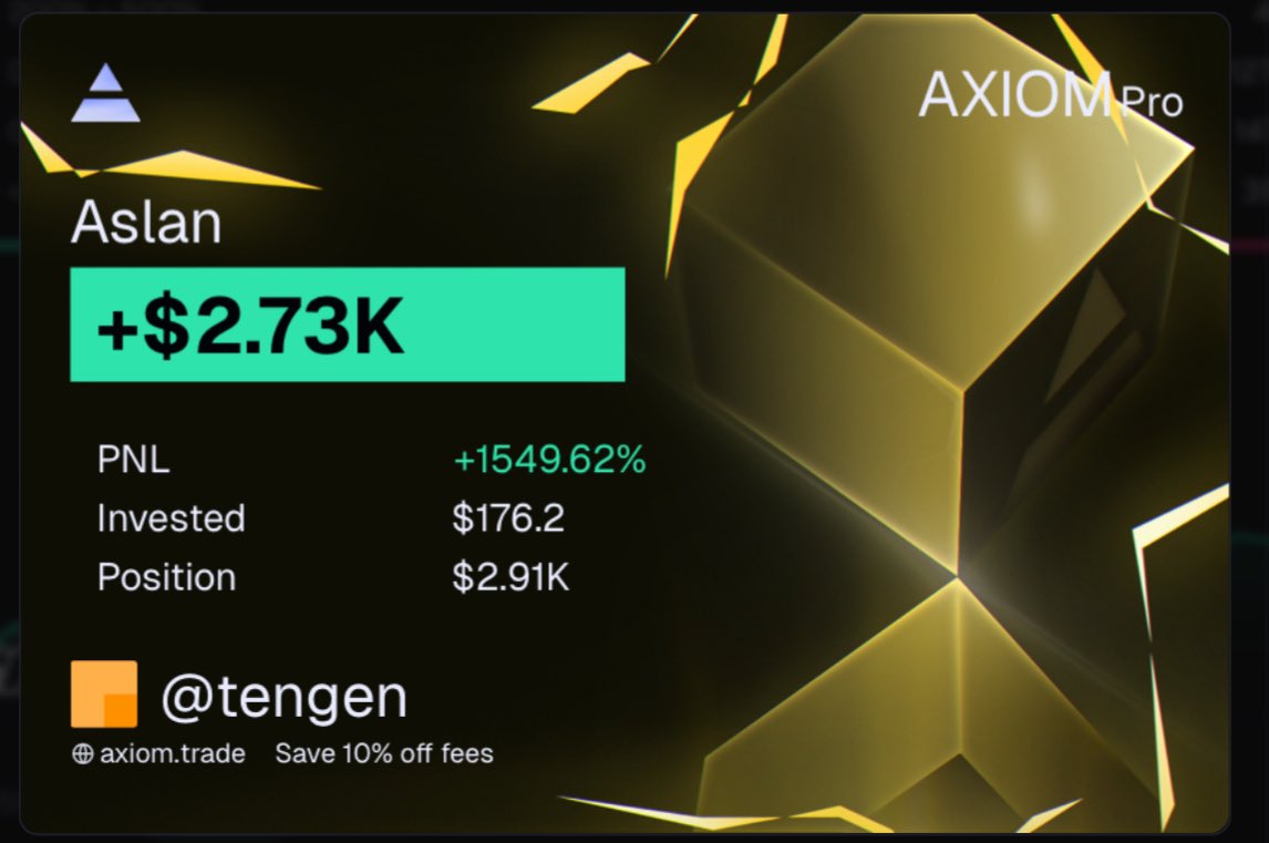 We caught $ASLAN before the pump… and it just flew a clean 62x from the moment we called it 🕊️

23k >> 1.4M

This is why you pay attention before the timeline catches on 🕊️