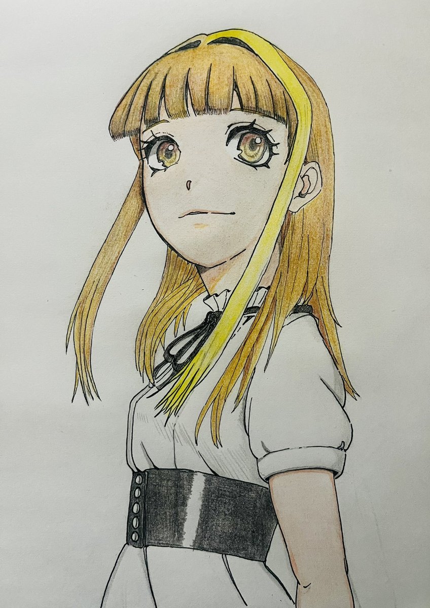 今日の色鉛筆画٩( ᐛ )و！ 「神命迷宮」より、ワンピース姿の日和さん