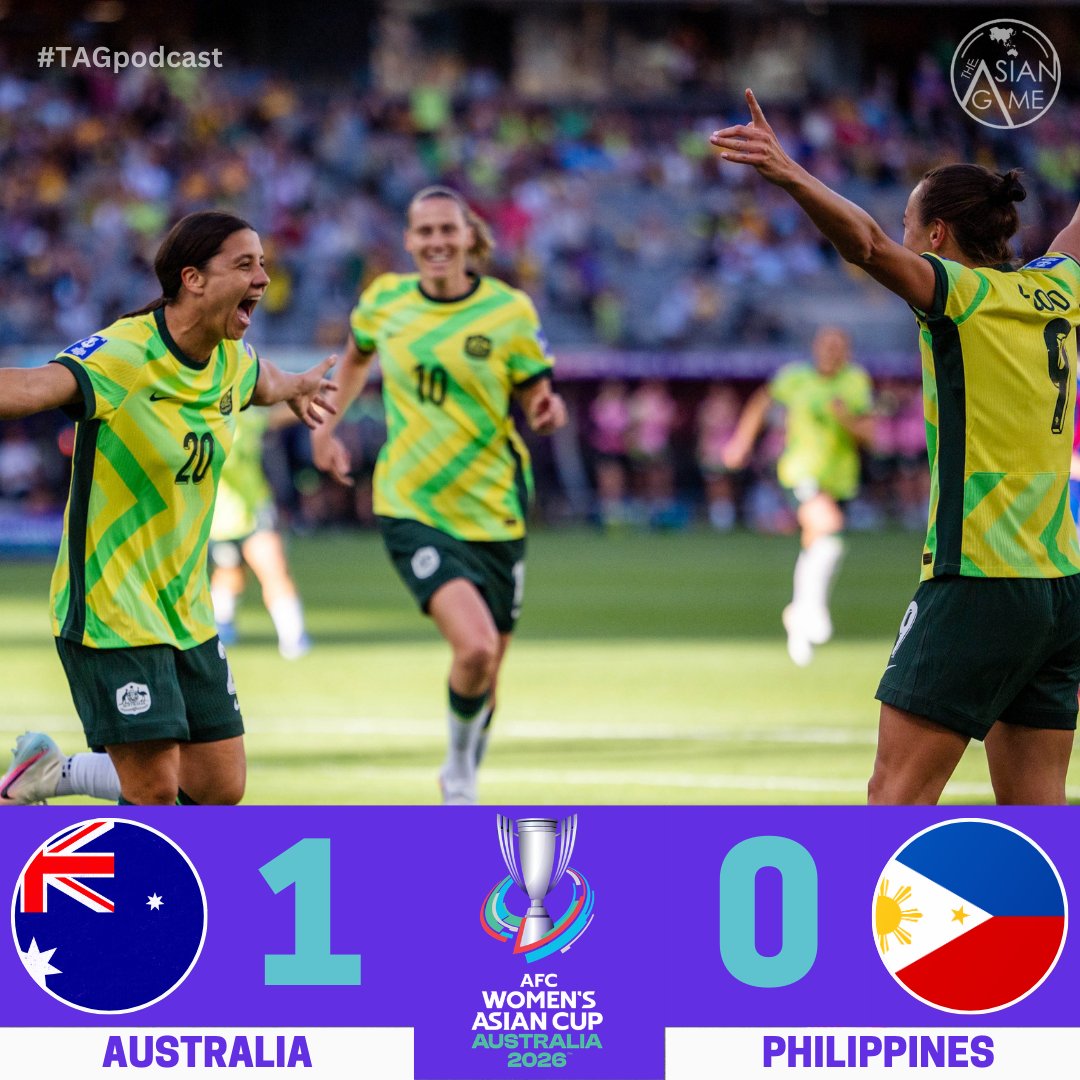 TheAsianGame's tweet photo. 🇦🇺 𝗔𝗨𝗦𝗧𝗥𝗔𝗟𝗜𝗔 1⃣ - 0⃣ 𝗣𝗛𝗜𝗟𝗜𝗣𝗣𝗜𝗡𝗘𝗦 🇵🇭

@TheMatildas open their #WAC2026 campaign with all three points against a plucky Filipinas outfit.

#Matildas | #DreamFearless https://t.co/z5KHsJuKda