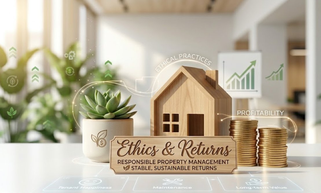 Ethics &amp; ReturnsEthical property management isn’t about less profit — it’s about stable, sustainable returns. Happier tenants. Lower voids. Long-term growth. Win-win. 🏡✨How do you balance ethics &amp; returns? 💬#EthicalProperty #SustainableReturns #PropertyInvestment
