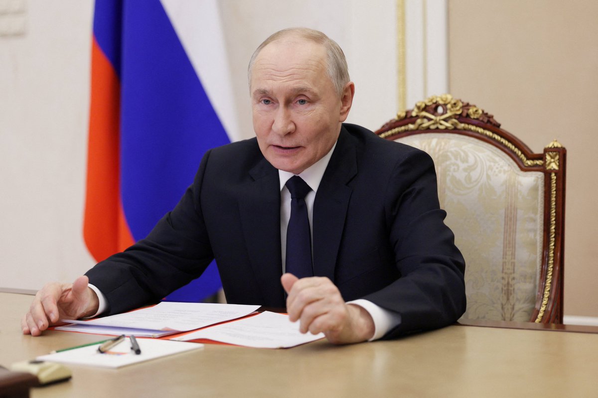 Reuters's tweet photo. Vladimir Putin described the killing of Ayatollah Khamenei as murder and said it violated all the norms of human morality and international law https://t.co/zVWftgq4Fq https://t.co/h1VlCzLFXk