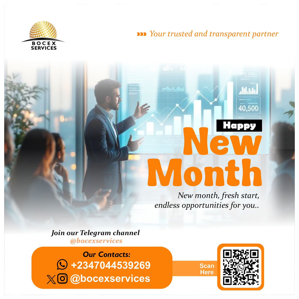 bocexservices's tweet photo. Welcome to a new month of greater opportunities and smarter moves. 🫱🏽‍🫲🏻

Thank you for choosing Bocex Services. We remain committed to delivering excellence, transparency, and value every step of the way. 💼✨

#NewMonth #HappyNewMonth 🎉 https://t.co/xuIgOFU6gP