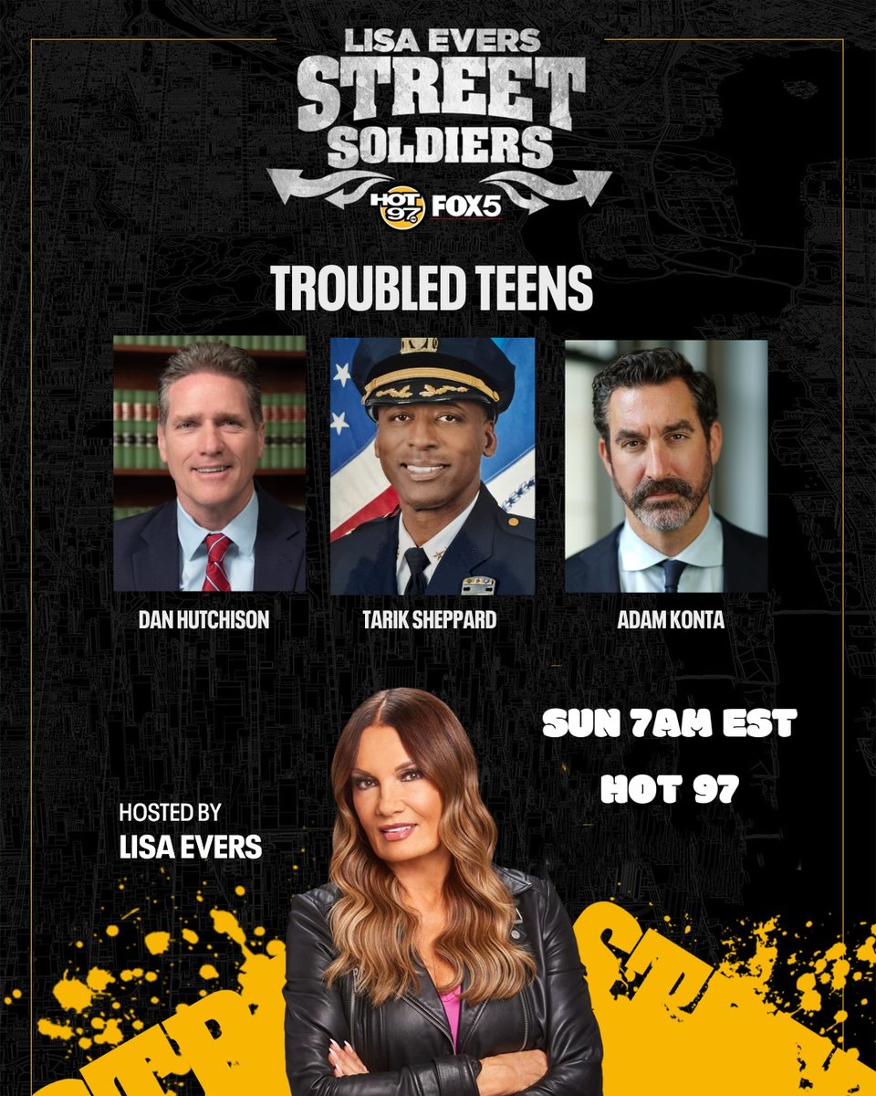 LisaEvers's tweet image. #streetsoldiers #hot97 alert‼️ Join us coming up 7a est HOT97 “TROUBLED TEENS” with @mr.adamkonta @Tarik_Sheppard @Shep45nyc &amp;amp; NJ Assembly Member Dan Hutchison 97.1FM &amp;amp; live stream everywhere on free HOT97 app! @djmikemedium @_streetsoldiers @hot97