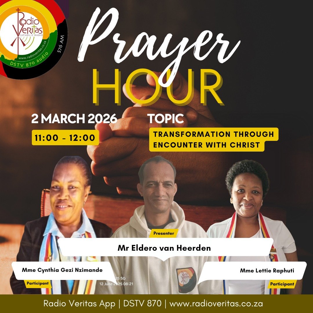 RadioVeritasSA's tweet image. #RadioVeritasMondayProgrammes

#PrayerHour with Mr Eldero van Heerden on #RadioVeritasSA #Dstv870 #RadioVeritasApp

📆 2 March 2026
⏰11:00 - 12:00

#Catholicism #CatholicInspiration #RadioVeritasCatholicism #RVCatholicCommunity #Catholic