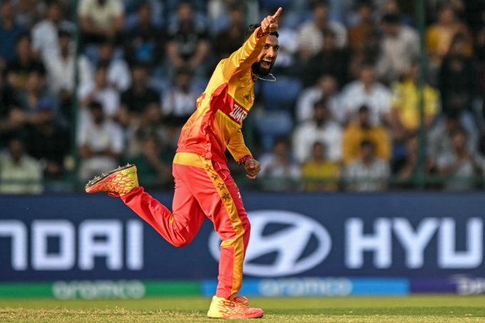 Sikandar Raza working the magic with the ball as well