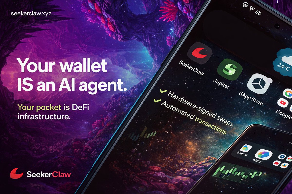 Your phone isn’t a phone anymore.

It’s becoming on-chain infrastructure.

The first AI agent for Solana Mobile just turned Seeker into:

• a 24/7 portfolio monitor
• an autonomous task runner
• a hardware-signed execution layer
• a self-custodied automation engine

No cloud.