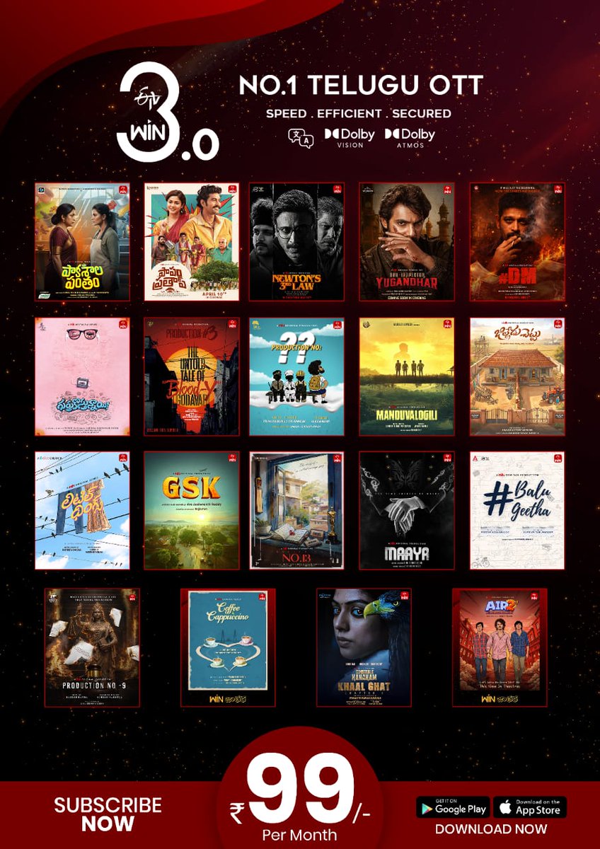 New movies &amp; webseries motham unnai full entertainment untadhi🔥 

Just 99rs esthunaru <a href="/etvwin/">ETV Win</a> monthly subscription entha manchi offer use cheskondi♥️