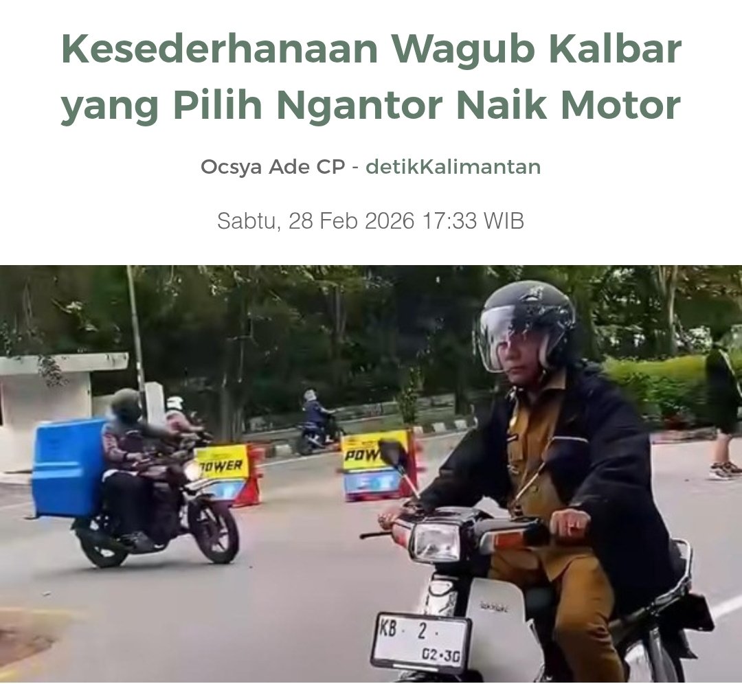 03__nakula's tweet photo. Kesederhanaan wakil gubernur Kalimantan Barat, ngantor naik motor Astrea tahun 90an.😍

Tebak kader partai apa hayo ...?? https://t.co/CAi7N9QdZI