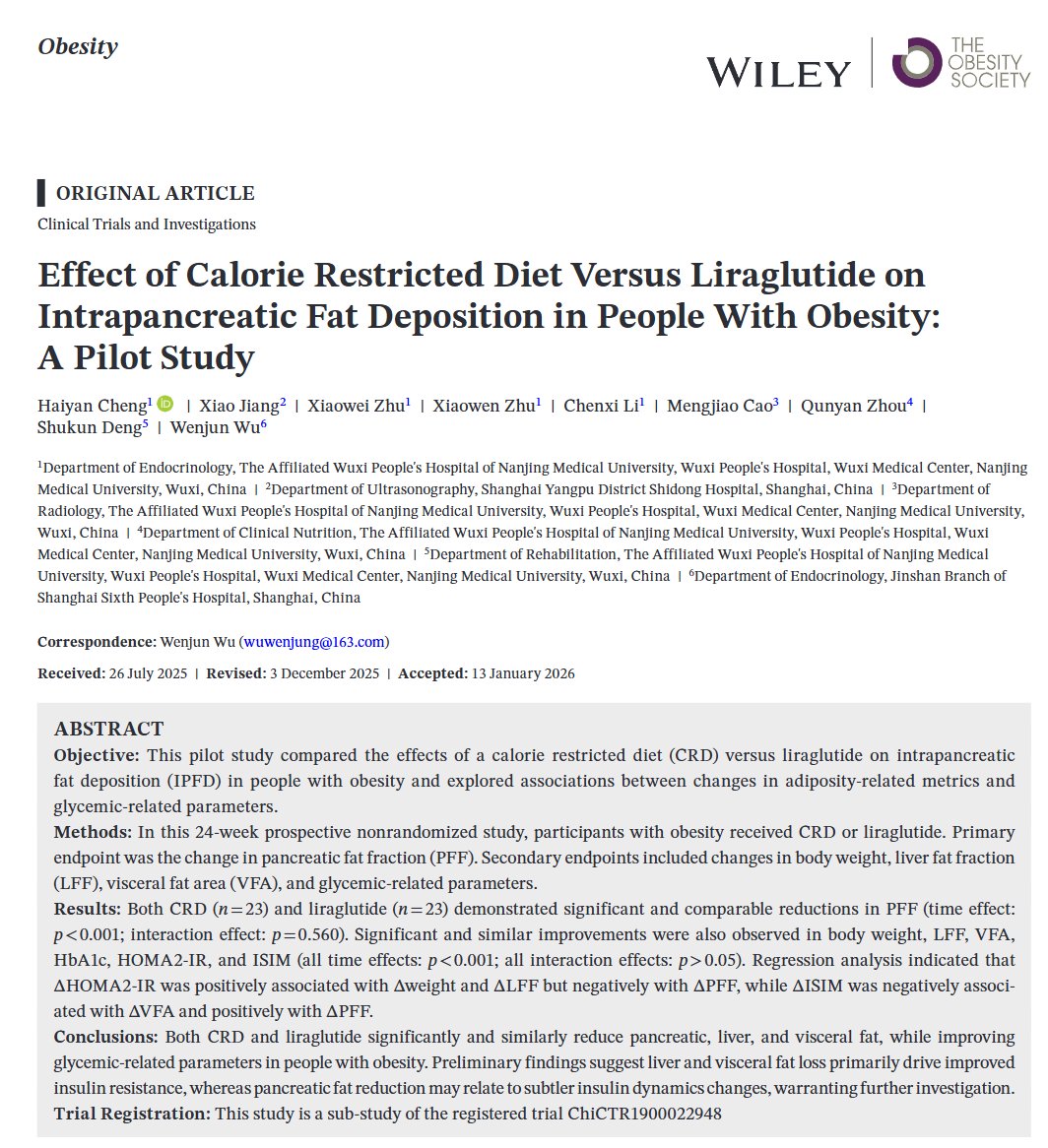 Calorie restriction vs GLP-1 and intrapancreatic fat loss: both a ...
