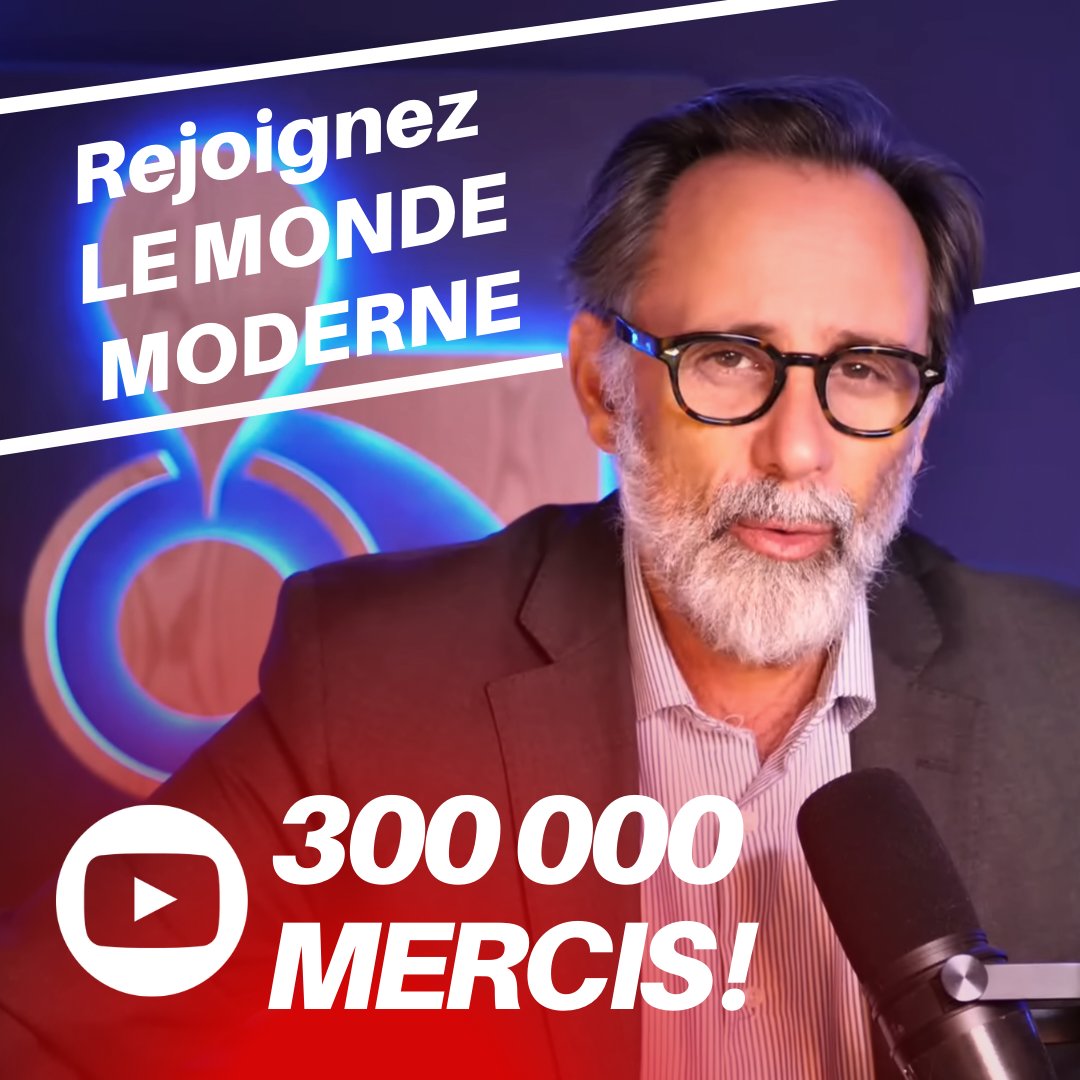 Poulin2012's tweet photo. 300 000 fois merci !  

300 000 personnes qui ont choisi de rejoindre cette aventure un peu  folle sur Youtube. 300 000 esprits libres, curieux, exigeants. C’est immense, et  c’est profondément émouvant.  

Je repense au tout premier jour, à cette petite caméra allumée dans mon  salon, où je me demandais si on arriverait à être mille en direct, avec  Maggy qui passait devant la caméra en miaulant… Et aujourd’hui, vous  êtes là. Si nombreux. Si présents. Si incroyablement précieux. 

Derrière  chaque abonnement, il y a quelqu’un. Quelqu’un qui écoute, qui  réfléchit, qui doute, qui espère. Et savoir que vous êtes là, chaque  jour, donne un sens réel à tout ce travail.  

Quand Le Monde Moderne a commencé, il n’y avait pas de certitudes,  seulement une conviction : qu’il fallait créer un espace honnête, libre,  vivant. Aujourd’hui, ce chiffre raconte quelque chose de beaucoup plus  grand qu’une chaîne YouTube. Il raconte une communauté. Il raconte nous et une volonté de s'informer autrement et de se réunir, virtuellement et  aussi lors des revues de presse en direct !  

Merci d’être là, merci de me pousser à aller toujours plus loin, merci  d’aimer ce qu’on construit ensemble.On a encore tellement de choses à  découvrir, à décrypter, à vivre… et je suis tellement heureux de le  faire avec vous.  

Je vous promet que la suite sera encore plus surprenante. 

Infiniment merci ,  Alexis