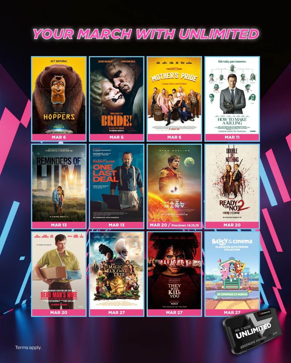 cineworld's tweet photo. A magnificent March of movies awaits us! 🎬

Undead romance, intergalactic missions and family fun. We've got a little bit of everything this month.

See it all, with #CineworldUnlimited. https://t.co/ufU3KTctyD