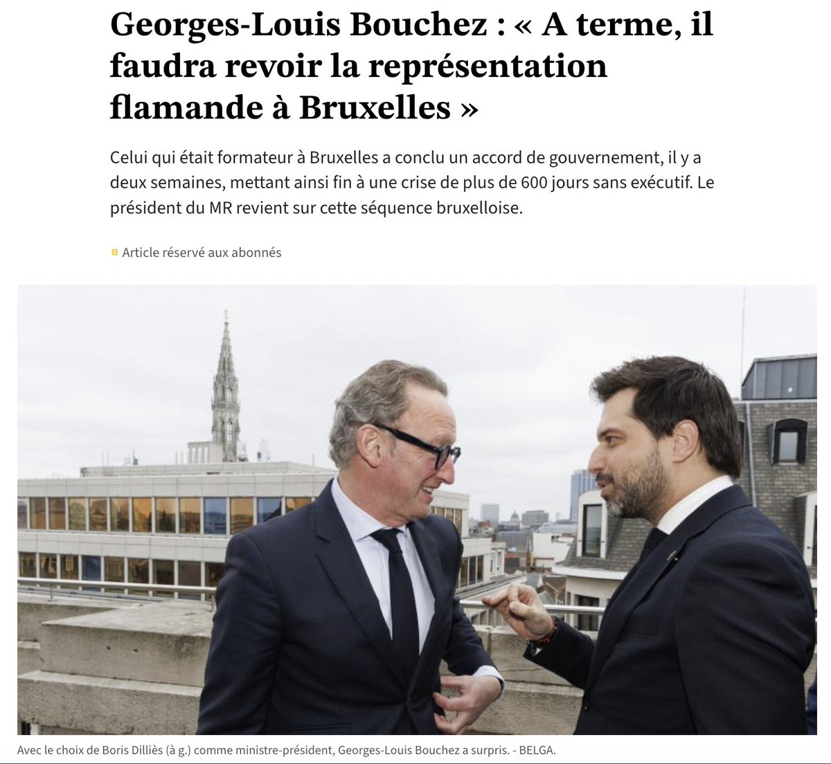 JanWostyn's tweet image. Het interview met @GLBouchez in @lesoir gisteren vraagt duidelijk om een iets uitvoerigere reactie om een aantal zaken wat beter te kaderen over de vertegenwoordiging van de Nederlandstaligen in #Brussel die de laatste 615 dagen door zowat elke Franstalige partij constant werd