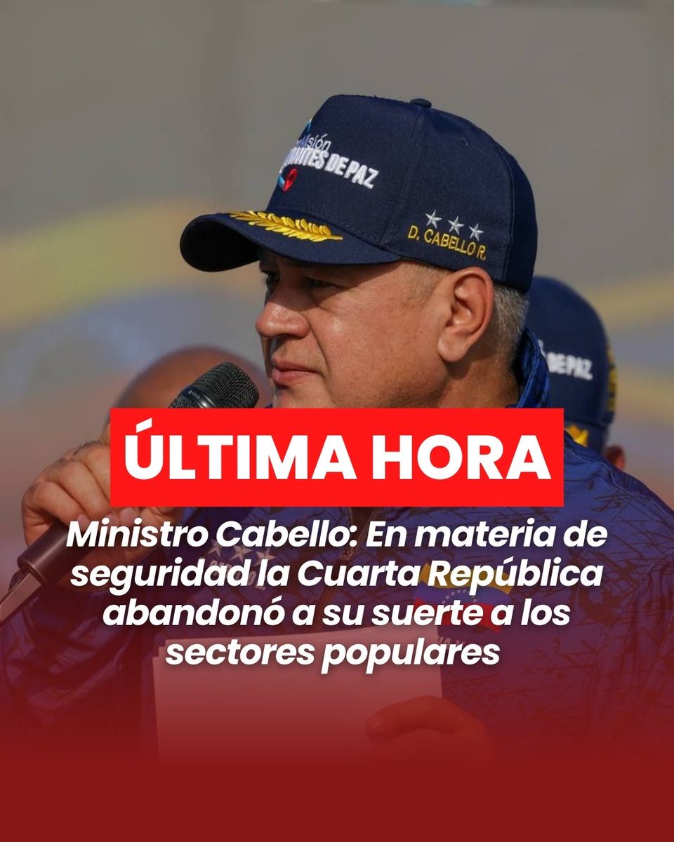 maevenof's tweet photo. El vicepresidente sectorial Diosdado Cabello afirmó que durante la Cuarta República los sectores populares fueron deliberadamente puestos como objetivo y dejados sin protección, especialmente en zonas como los Valles del Tuy, Petare (y sus alrededores), La Dolorita, Caucagüita y el área de Guarenas-Guatires. También se mencionó el abandono del Eje de Barlovento, concretamente en el municipio Acevedo de Miranda, donde se había llevado a cabo una “Adecuación de los Cuadrantes de Paz”. Según Cabello, la política se centró únicamente en los intereses de la clase alta, dejando al pueblo humilde “a su suerte”. Él enfatiza que no tiene nada en contra de la clase alta pero prefiere apoyar al pueblo humilde sin duda alguna.

https://t.co/vwFNDNNUvx

#BringThemBack 
#ElAmorLoVenceTodo #venezuela #noticias #diosdadocabello