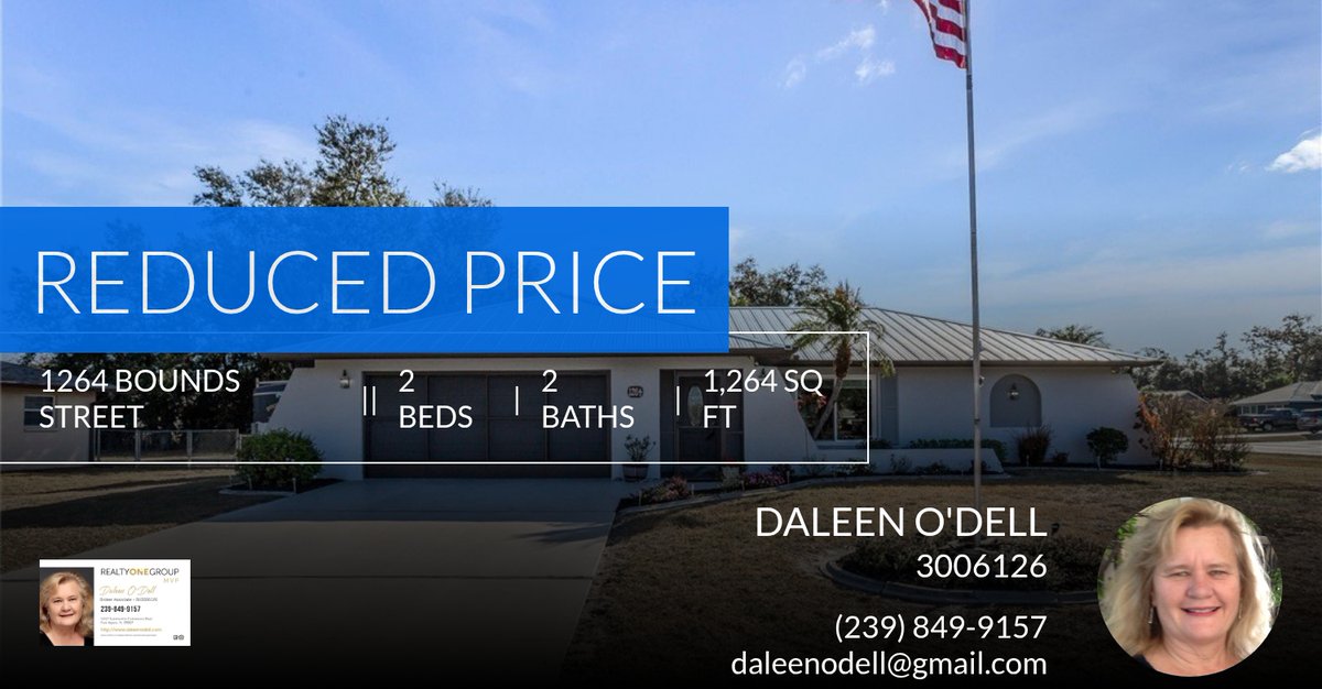 Realtystormy's tweet photo. 📍 Reduced Price 📍 This recently reduced home at 1264 Bounds Street in Port Charlotte won't last long, so, don't wait to set up a showing! Reach out here or at (239) 849-9157 for more information!

Daleen O'Dell https://t.co/VjJWcWIdO8 https://t.co/dytVJ6JZVx