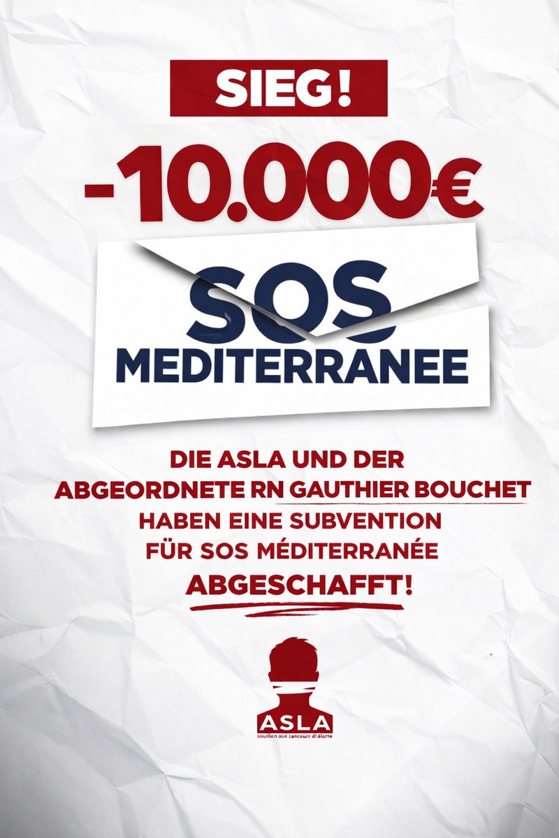 Gute Nachrichten!

<a href="/ASLA_asso/">ASLA</a> und der RN Gauthier Bouchet haben erfolgreich eine Subvention in Höhe von 10.000 Euro für SOS Méditerranée in Saint-Nazaire verhindert. Dieses Urteil des Staatsrats beweist, dass Steuergelder nicht zur Finanzierung der Infrastruktur illegaler