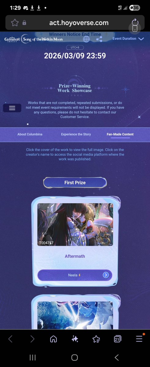 MY COLUMBINA ART WON THE 1ST PLACE OMG 😭😭💜