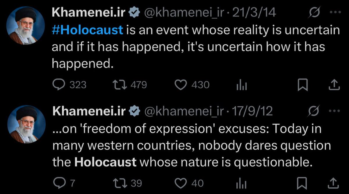 ✡️🇮🇱☪️🇮🇷 The jews murdered Iran's Supreme Leader Ayatollah Khamenei in a cowardly sneak attack. It's a significant event. It's analogous of taking out the Pope, the Patriarch of the Eastern Orthodox Church, or—dare we say it—the 'Baptist Pope' Albert Mohler.

His crime: