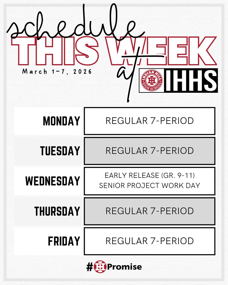 indianhillhs's tweet image. Events and Schedule for #ThisWeek at @indianhillhs! 📆📌 #ihpromise @IHSchools @IHSD_Arts @IHCampusLife @IH_sportsmedia
