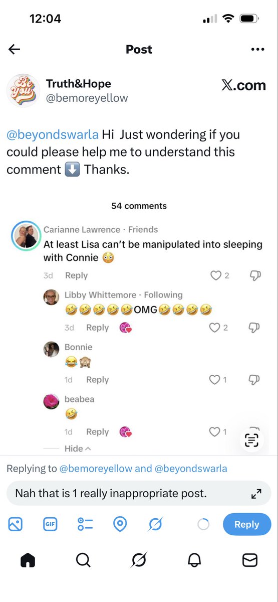 TracyTh55864414's tweet photo. Not sure why you think this was a funny thing to say on a post. The people laughing are just as bad. Look at the context of what they are laughing at. Disgusting.🤬🤬 https://t.co/FOYHde1XYc