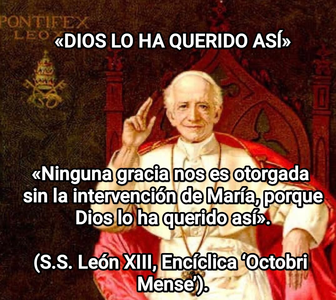 Luis61053512's tweet photo. «DIOS LO HA QUERIDO ASÍ»
“Ninguna Gracia nos es otorgada sin la intervención de María, porque Dios lo ha querido así” 
Papa León XIII Encíclica “Octobri Mense” https://t.co/aZH9HYCs53