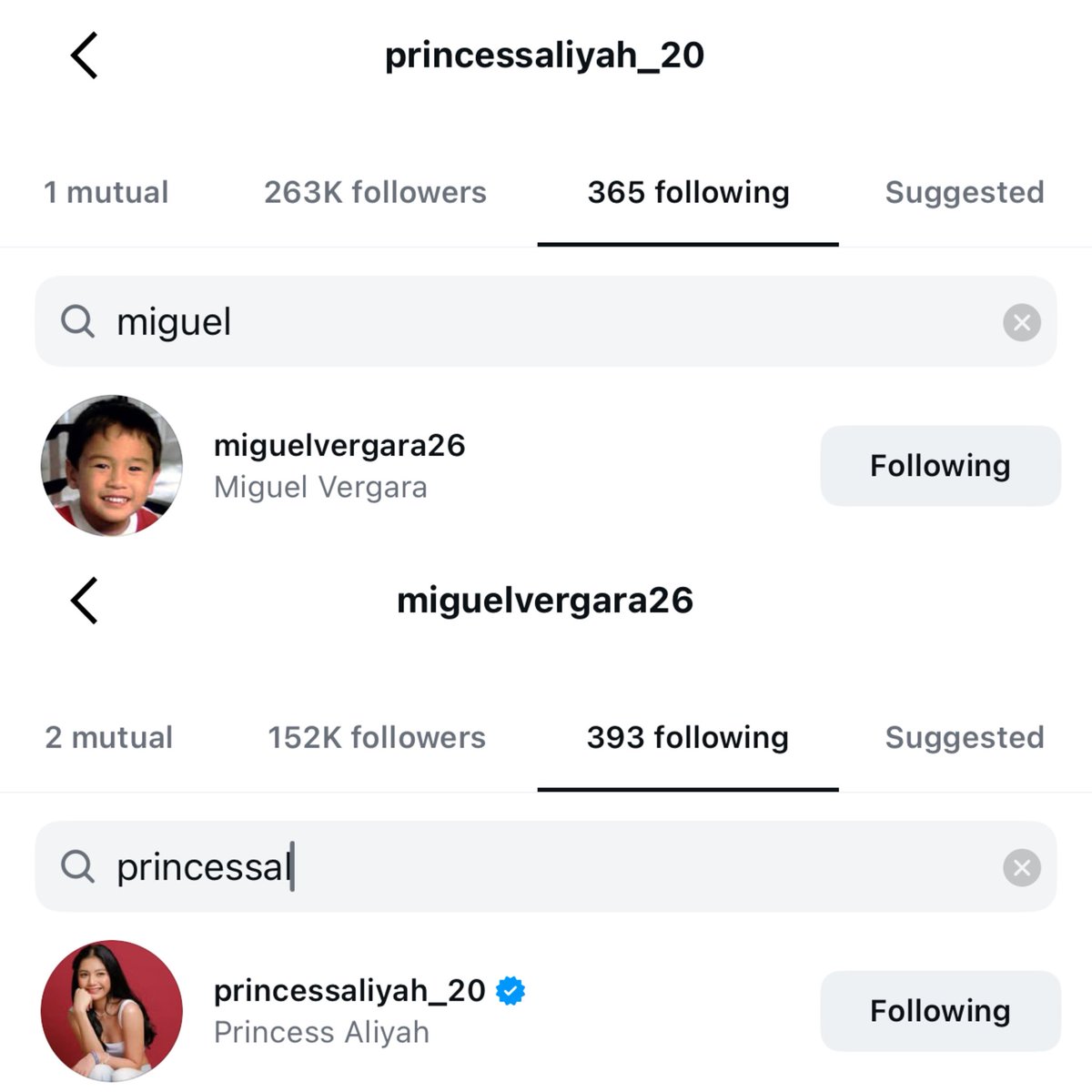 HOAYSGDJKSKAJHSH NAG FOLLOWHAN NA PO SI MIGUEL AT PRINCESS SA INSTAGRAM HAYEJSJSJAJAHAH HALLELUJAH PRAISE THE LORD