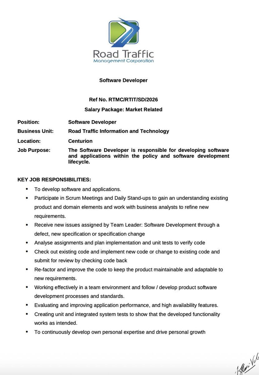 📌RTMC >General Manager: Road Traffic Management Systems https://t.co ...