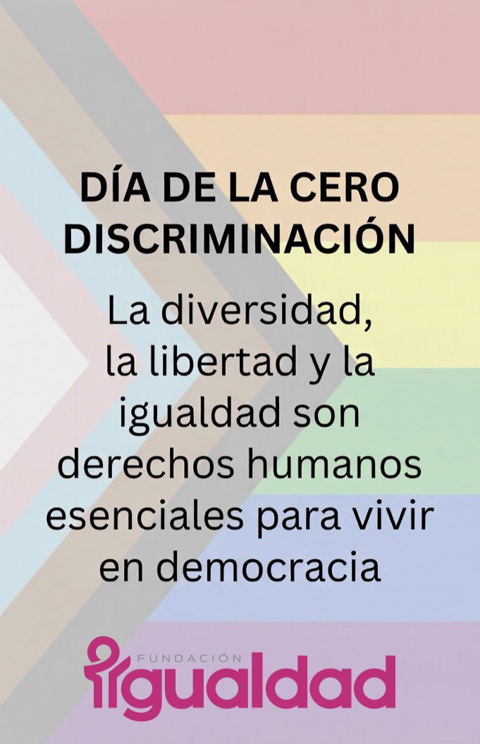 La discriminación es un freno a la libertad y la igualdad.

En el Día Internacional de la #CeroDiscriminación reafirmamos que la #diversidad, la #libertad y la #igualdad son derechos humanos esenciales para vivir en #democracia y equidad. 

🔴 No hay #DerechosHumanos si hay