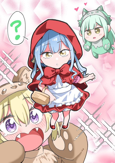 赤ずきん祥子ちゃんとおおかみ睦ちゃん&amp;初華ちゃん。
#バンドリ #AveMujica 