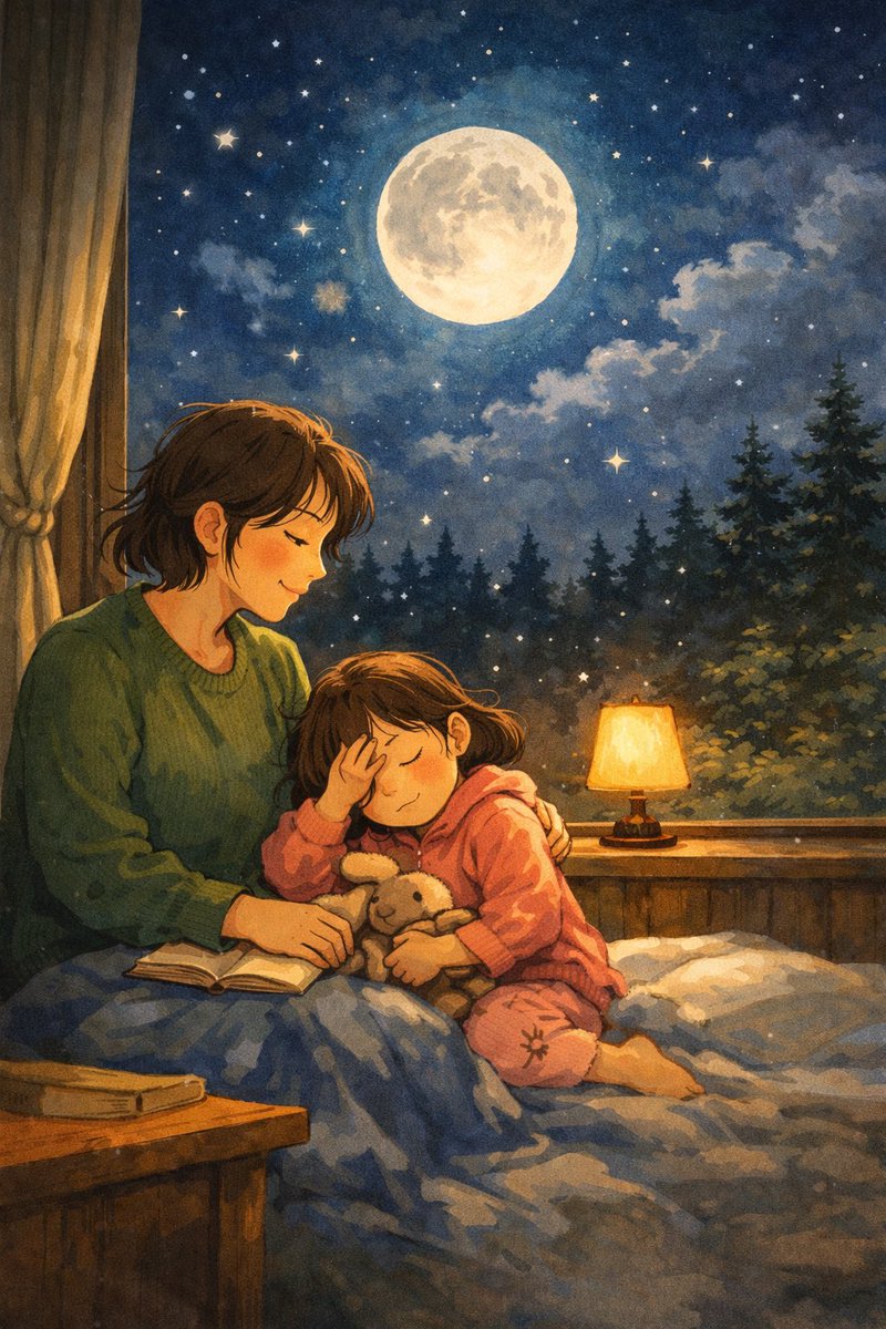 LM_Traveldiary's tweet photo. 拝啓「森暮らしの窓から」

夜、窓辺で月を見上げながら、
眠る前のお話の時間。
「おつきさま、きれいね」
その素直な声が胸に灯る。

まぶしくて、
小さな手で目をふさぎながら、
いつのまにか夢の中へ。

月夜のやさしい時間に、
今日もありがとう。

2026.3.1

#月　#キリトリセカイ
#おやすみ https://t.co/tb0rjKXVT1