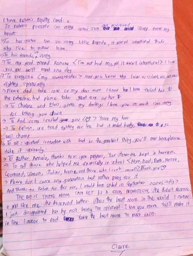 Iran and Chelsea aside, what is your POV about this Claire a naive Chuka university student who ended her life and stabbed her boyfriend to death because of a love triangle.