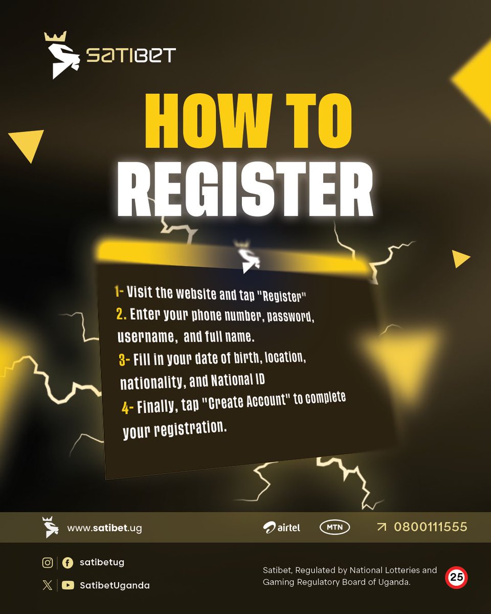 SatibetUganda's tweet image. ✅ Register in just a few simple steps and unlock the full Satibet experience.
📣 Sign up today and start winning!

#satibetug #registernow #playandwin #slotgames #casinogames