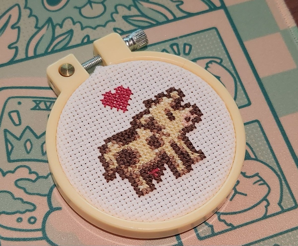 stardew valley cow cross stitching i finished last night ❤️