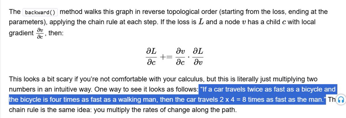 yeahwhy15's tweet photo. The best explanation of chain rule I've seen so far! Kudos to microgpt of @karpathy https://t.co/e70karL2vu