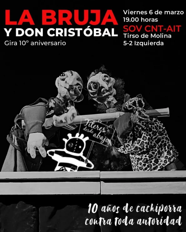 “La bruja y Don Cristóbal”

⏰6 de marzo de 2026, a las 19h

🌐En Tirso de Molina 5 – 2. º izda