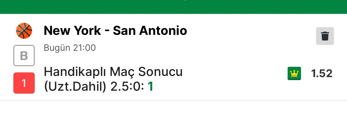 EskiUsulTahmin's tweet photo. 🍀🏀 New York Knicks – San Antonio Spurs
Ev +2.5 Hnd İle Kazanır
Oran: 1.52
İç saha faktörü ve handikap avantajı 👀
Dengeli maçta Knicks tarafı bir adım önde.
#NBA #Knicks #Spurs #Basketbol #Bahis #MaçAnalizi #Handikap #İddaa #Spor #Kupon #Analiz #BahisTercihi #İddiaTahmini https://t.co/tvEQozcr3V
