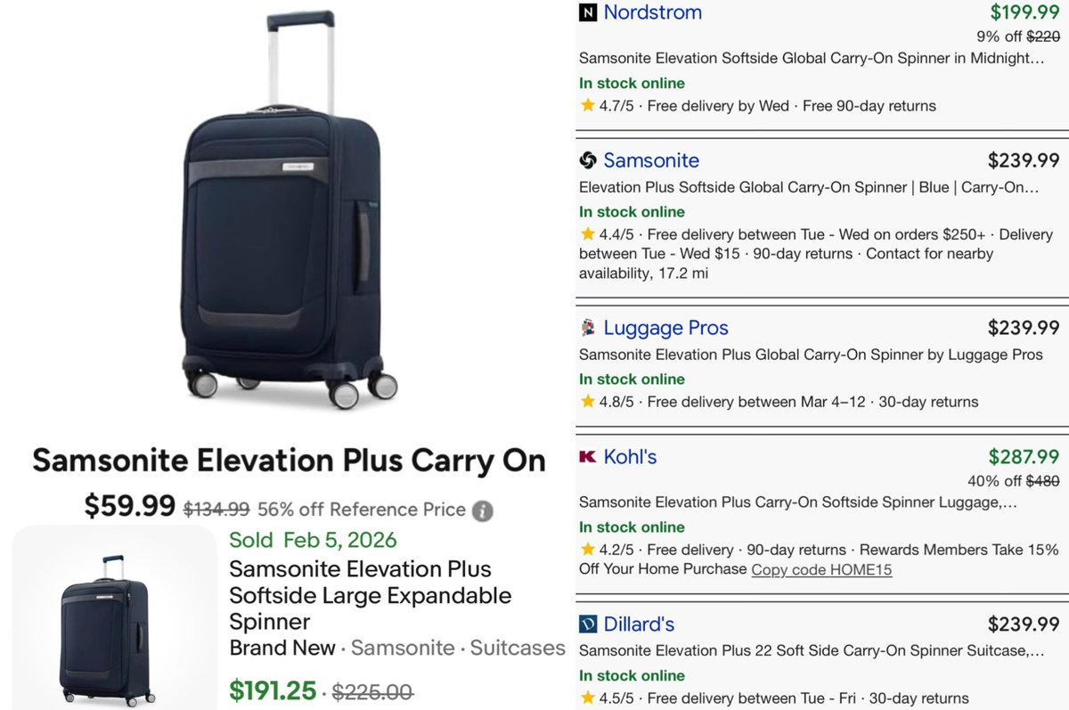 GlitchedDeals's tweet photo. SAMSONITE SPINNER LUGGAGE FOR $59

Priced dropped on Woot by $74, originally $135

Same luggage is $200+ at retailers

Free shipping with Amazon Prime, limited time sale

https://t.co/bi3v0Bbmna #ad https://t.co/65nV6R6uOX