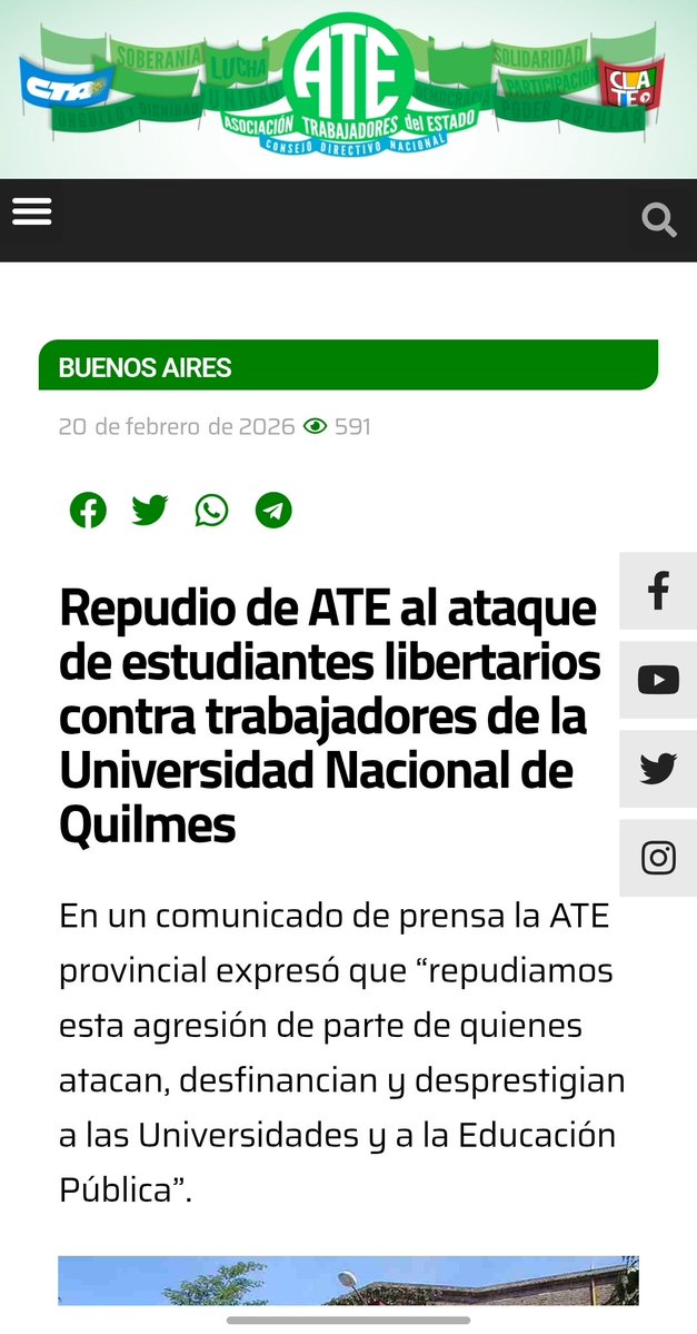 🚨IMPRESENTABLES: ATE, los que agredieron a estudiantes y a nosotros en nuestra mesa nos acusan de que nosotros (ULLA) los atacamos.
Ya no saben por qué más llorar, la democracia y coso...