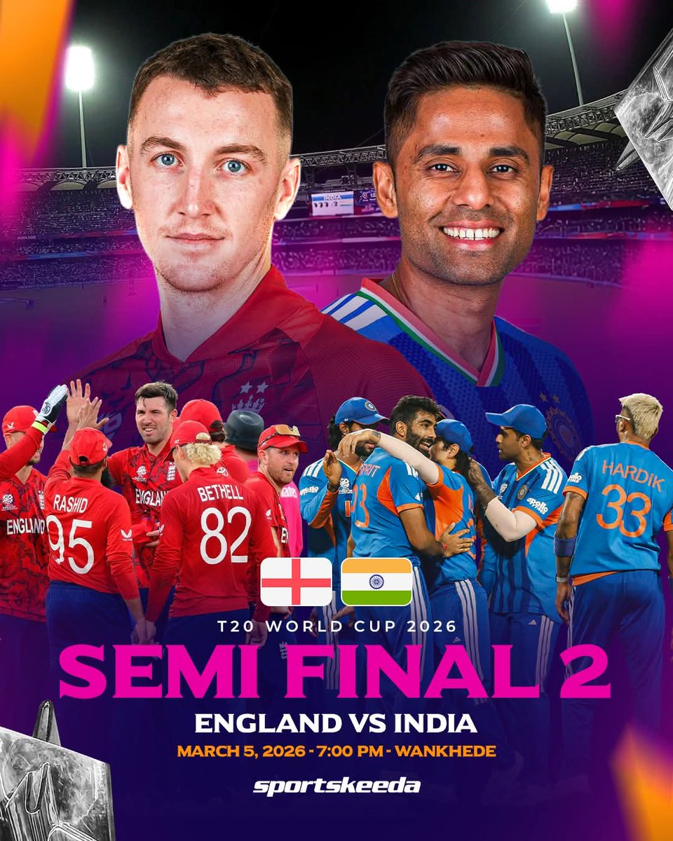 RenuIts76716's tweet image. 𝐌𝐀𝐑𝐊 𝐓𝐇𝐄 𝐃𝐀𝐓𝐄 🗓️🍿

Defending champions India will take on the England, on March 5 in Mumbai. 🇮🇳🏴󠁧󠁢󠁥󠁮󠁧󠁿

Which side are you backing? 🏆

#INDvENG #Wankhede #T20WorldCup #Sportskeeda