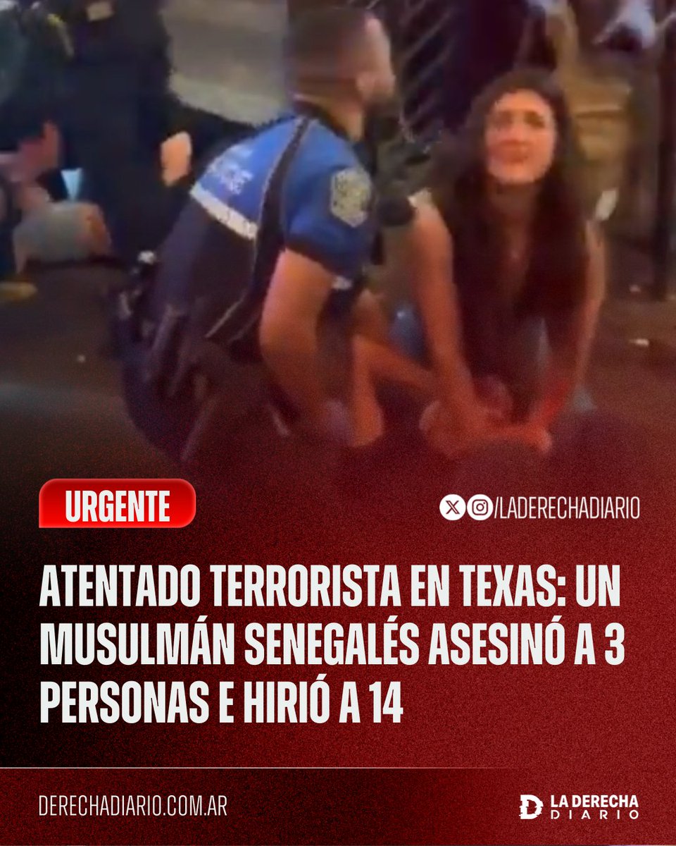 🚨🇺🇸🇸🇳☪️ | #URGENTE NUEVO ATENTADO TERRORISTA ISLÁMICO: Un inmigrante musulmán senegalés abrió fuego contra estadounidenses en un bar de Austin, Texas, asesinando a 3 personas e hiriendo a 14. El terrorista llevaba consigo un Corán y vestimenta islámica.