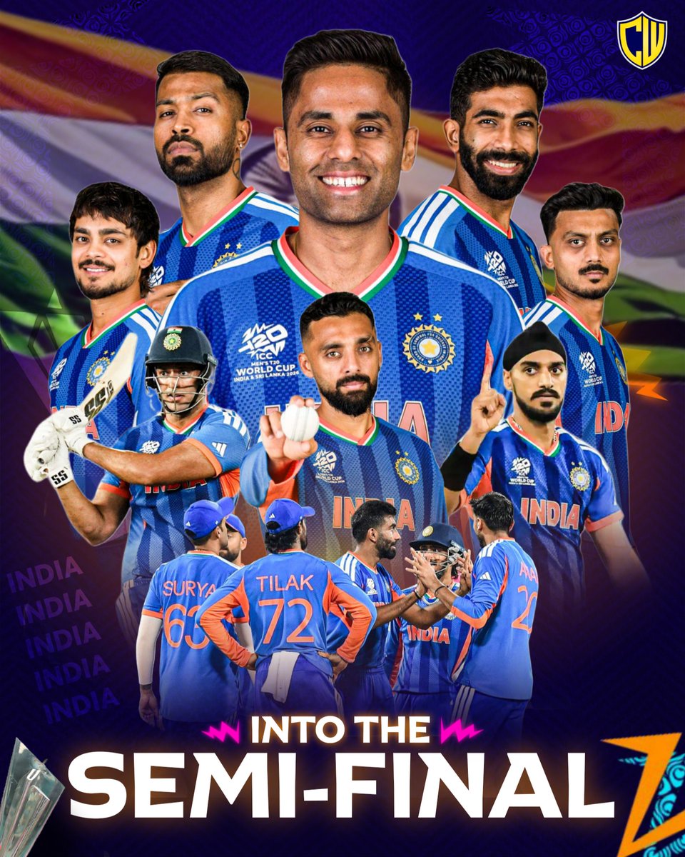 crickwik's tweet photo. 🚨 𝐒𝐞𝐦𝐢-𝐅𝐢𝐧𝐚𝐥𝐬, 𝐇𝐞𝐫𝐞 𝐖𝐞 𝐂𝐨𝐦𝐞! 🇮🇳🔥

When The Pressure Hits, India Hits Harder 💪 Clinical Performances. Big-match Mindset. One Step Closer To Glory. 🏆

#T20WorldCup2026 #IndiaCricket #SuryakumarYadav #SanjuSamson https://t.co/7NNFn2FApm