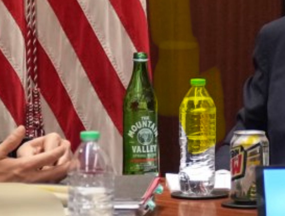 .<a href="/JDVance/">JD Vance</a> has great taste in water. Only the best from Hot Springs National Park 👀 <a href="/MtnValleyWater/">Mountain Valley Spring Water</a>