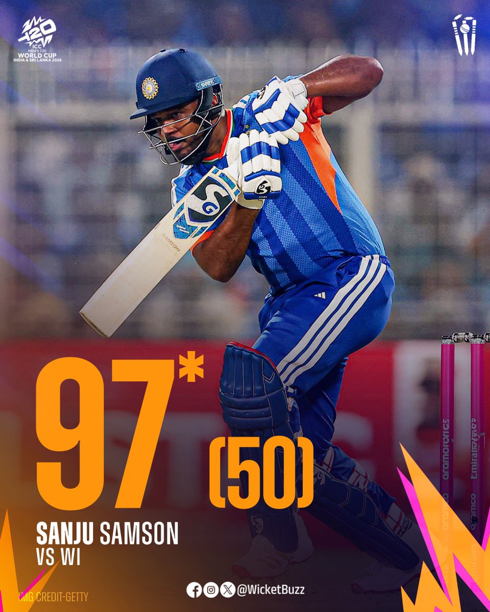 wicketbuzz's tweet photo. SANJU THE HERO! ๐ฆธโโ๏ธ๐ฎ๐ณ
97* off just 50 balls! An absolute masterclass to single-handedly win it for India. Take a bow, Sanju Samson! ๐ฅ
๐ธ:Getty
#SanjuSamson #INDvWI #WicketBuzz https://t.co/hU1RapGA8j