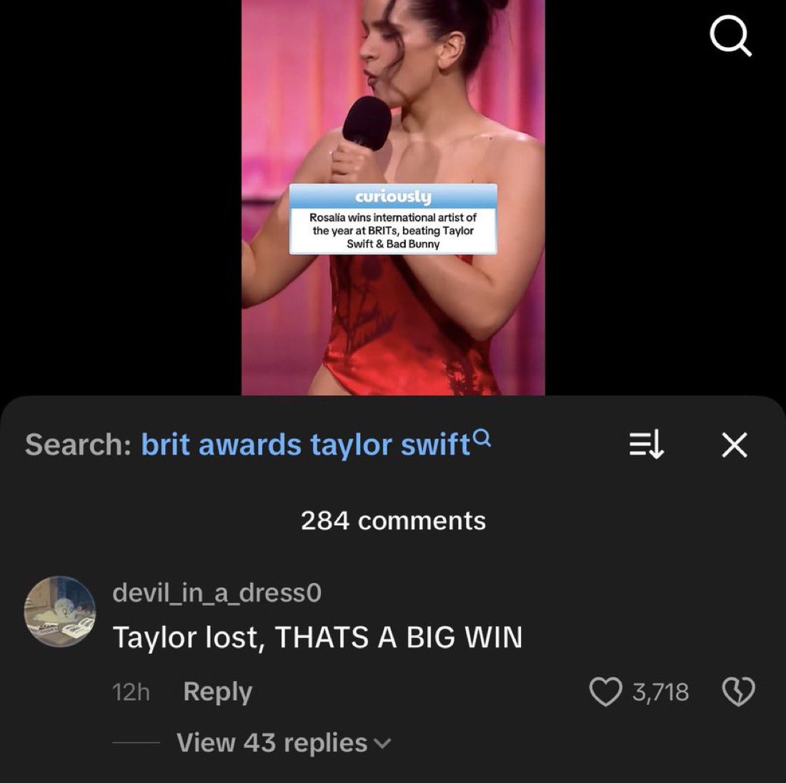 its never “congratulations Rosalia!” its always about Taylor 😊
