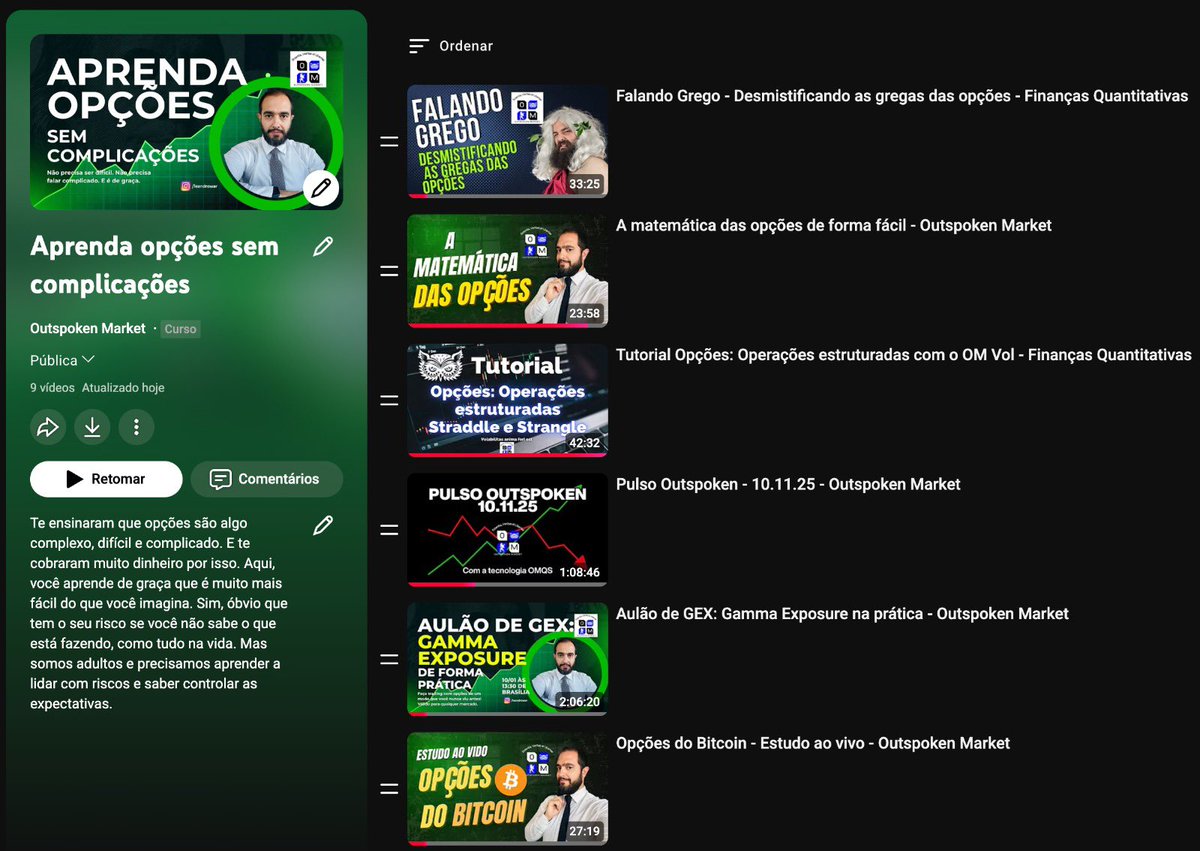 Organizei para vocês a playlist com minhas melhores aulas sobre opções.Já está na ordem sugerida. Divirtam-se!

youtube.com/playlist?list=…