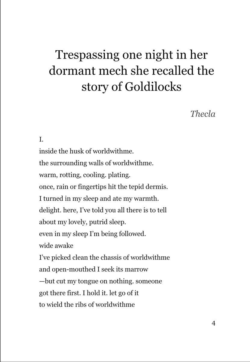 jeided_'s tweet photo. poem: TRESPASSING ONE NIGHT IN HER DORMANT MECH SHE RECALLS THE STORY OF GOLDILOCKS https://t.co/7OHZvMgG1v