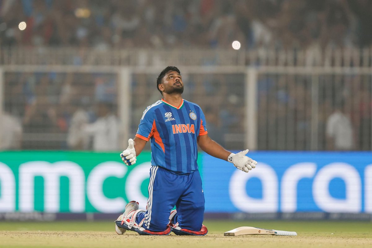 MYINDIA9587's tweet photo. Cometh the hour, cometh Sanju Samson! 🫡

9⃣7⃣*(50) - A knock for the ages to take #TeamIndia into the semi-finals 👏

#T20WorldCup | #MenInBlue | #INDvWI | Sanju Samson https://t.co/LwAzBu6Tcf