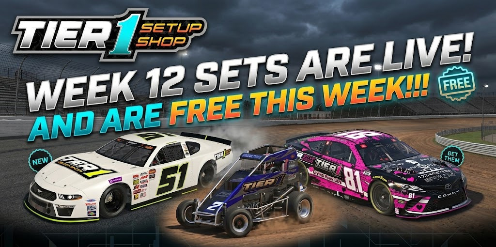 Tier1SetupShop's tweet photo. 🔥 FREE SETUPS FOR WEEK 12 🔥

As Season 1 comes to a close, we want to give back to all of you drivers who have supported Tier 1 Setup Shop.

For Week 12, ALL setups are FREE.

No catch. No cost. Just go compete.

We want you heading into the final week fully prepared to run up front and go trophy hunting. 🏆 Let’s finish this season the right way — at a high level.

This is also the perfect chance for drivers who haven’t tried our builds yet to experience what so many of you already have.

👉 We need your help spreading the word. Share the post. Tag your buddies. Let everyone know. Give them the same opportunity you’ve had to run competitive Tier 1 equipment.

And we’re proud to announce that our Late Model Stock program is officially back and ready to go.

Let’s end Season 1 with a bang.

🌐 https://t.co/BgFv3ywGbO
💬 Discord: https://t.co/hIkMC6AyWN

Good luck this week — and thank y’all for riding with Tier 1.