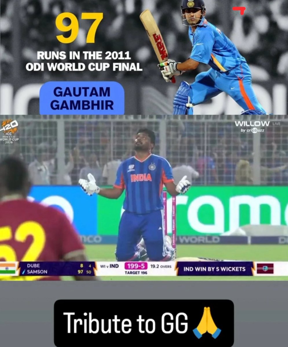 _official_aadi's tweet photo. Tribute to gautam gambhir🙏🙏

#sanjusamson 
#INDvsWI https://t.co/1QUleEr1o5